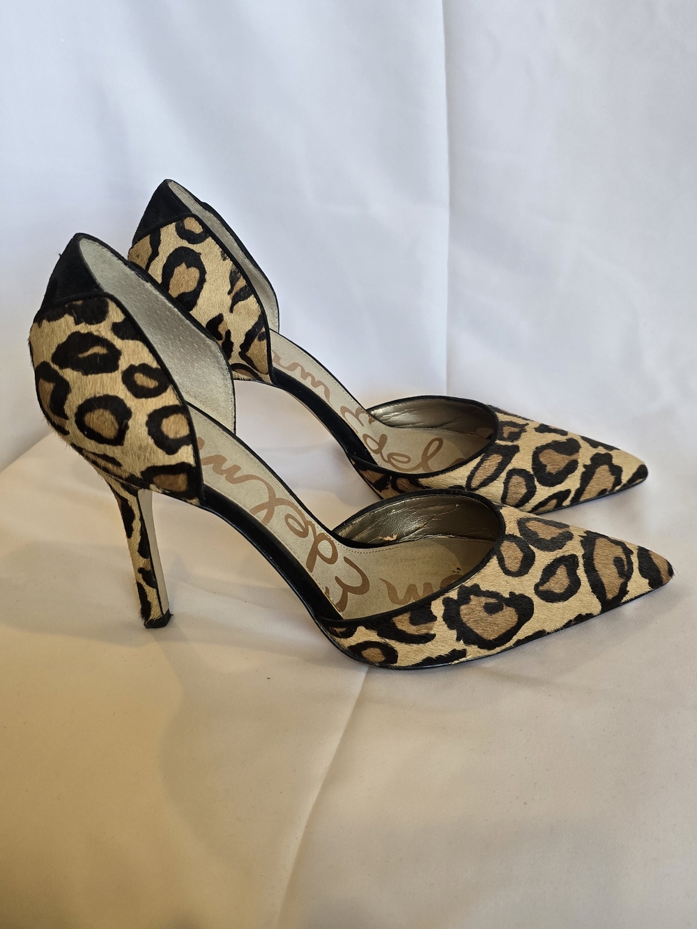 Leopard Print Pointed-Toe Women's Heels - Beige/Black Sam Edelman